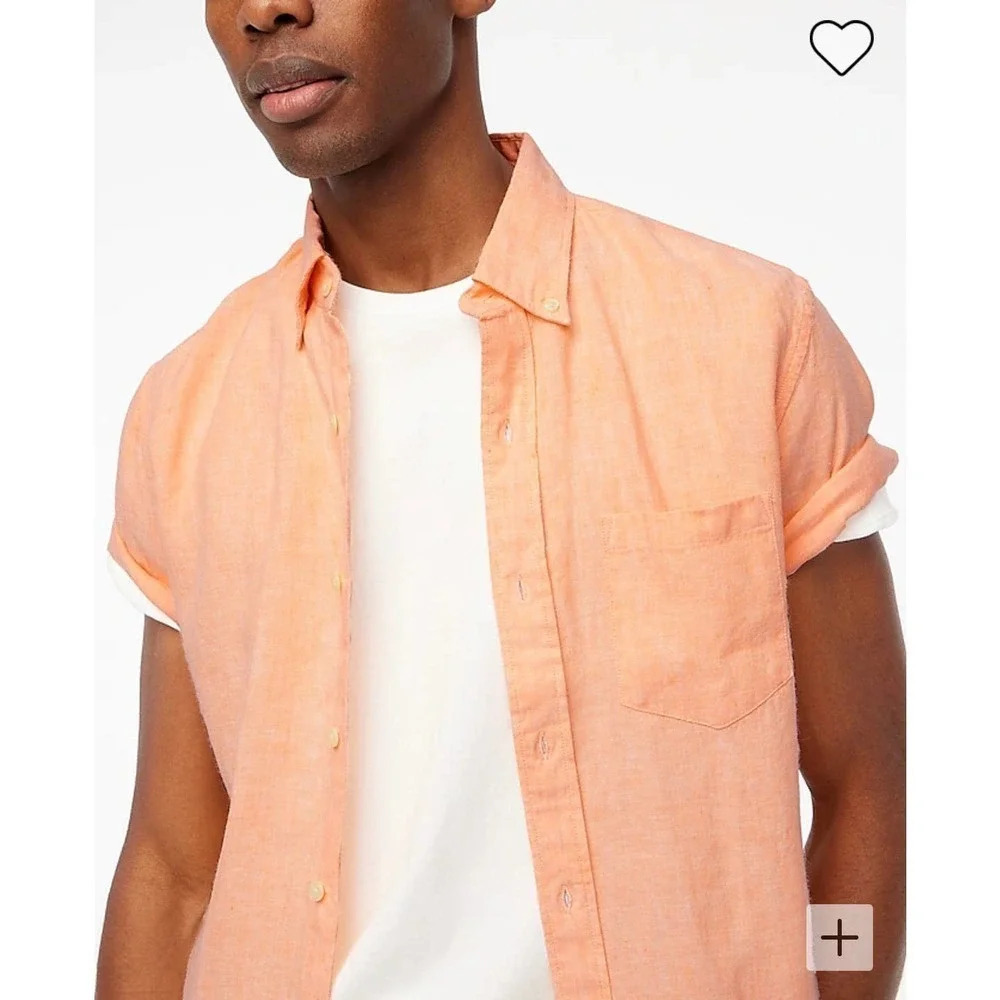 J crew Short-sleeve slim linen-blend shirt
